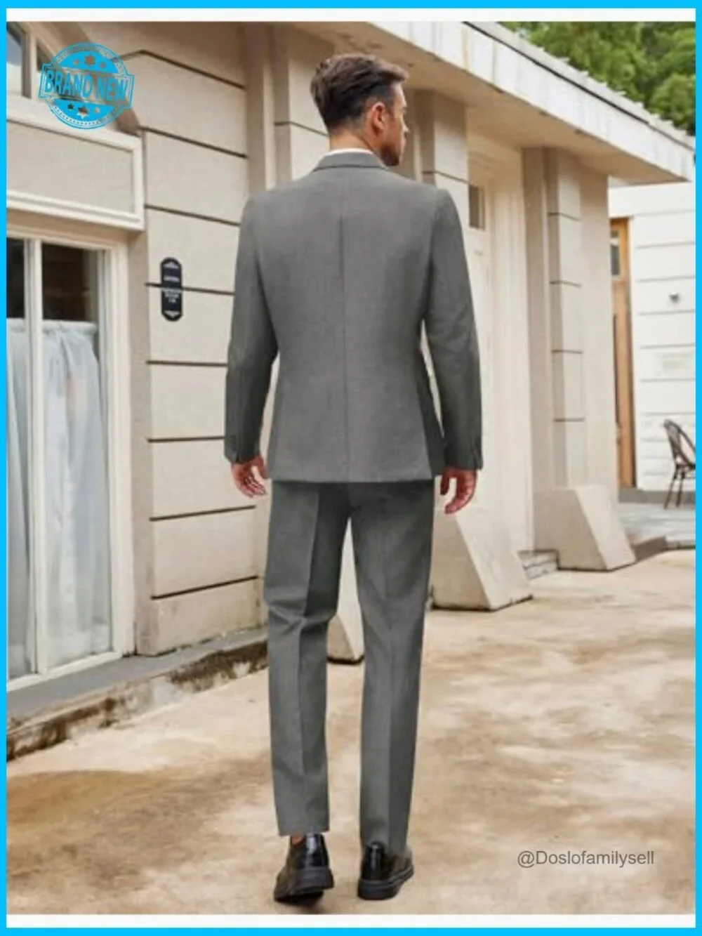 Classic Fit Two Piece Suit Set One Button Blazer Business Wedding Formal